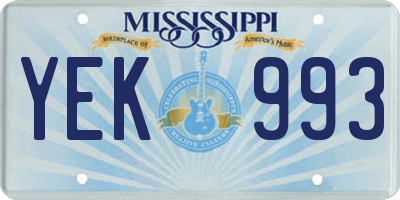 MS license plate YEK993