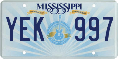MS license plate YEK997