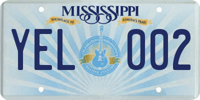 MS license plate YEL002