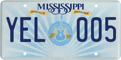 MS license plate YEL005