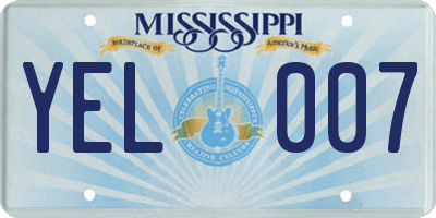 MS license plate YEL007
