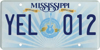 MS license plate YEL012