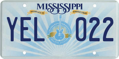 MS license plate YEL022