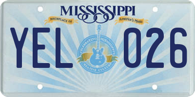 MS license plate YEL026
