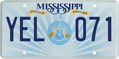 MS license plate YEL071
