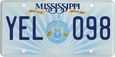 MS license plate YEL098