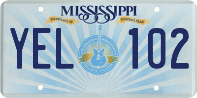MS license plate YEL102