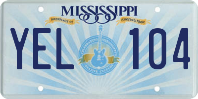 MS license plate YEL104