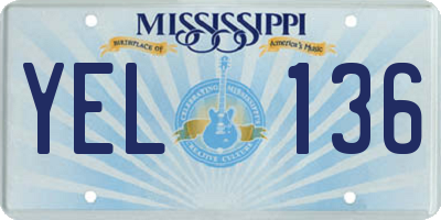 MS license plate YEL136