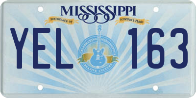 MS license plate YEL163