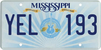 MS license plate YEL193