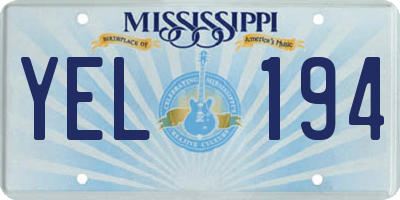 MS license plate YEL194