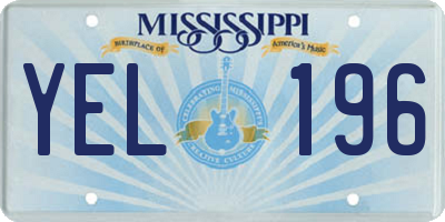 MS license plate YEL196