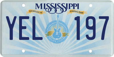 MS license plate YEL197