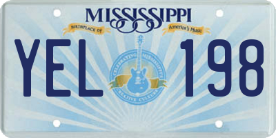 MS license plate YEL198