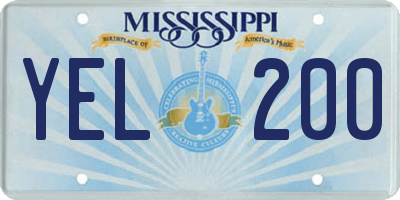 MS license plate YEL200