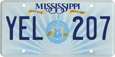 MS license plate YEL207