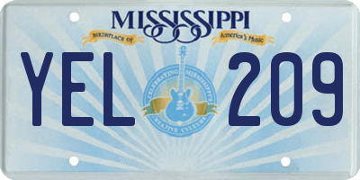 MS license plate YEL209
