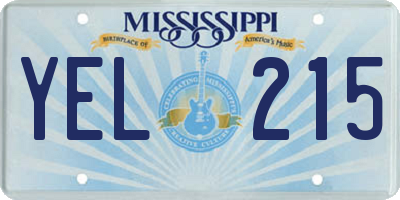 MS license plate YEL215