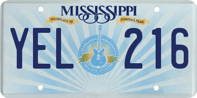 MS license plate YEL216