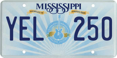 MS license plate YEL250