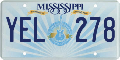 MS license plate YEL278
