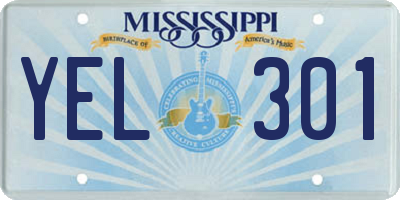 MS license plate YEL301