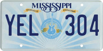 MS license plate YEL304
