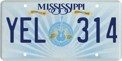 MS license plate YEL314