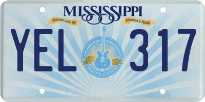 MS license plate YEL317