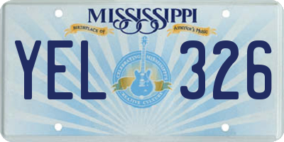 MS license plate YEL326