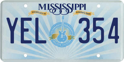 MS license plate YEL354