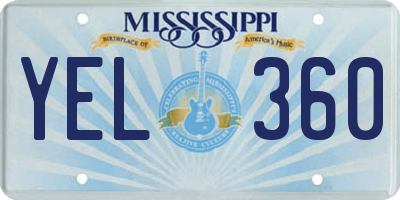 MS license plate YEL360