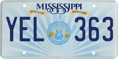 MS license plate YEL363