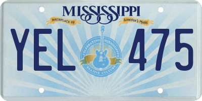 MS license plate YEL475