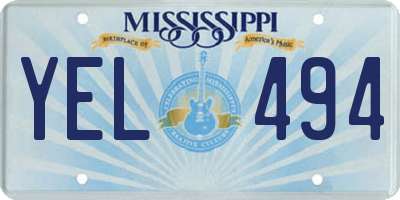 MS license plate YEL494