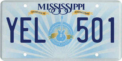 MS license plate YEL501