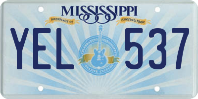 MS license plate YEL537