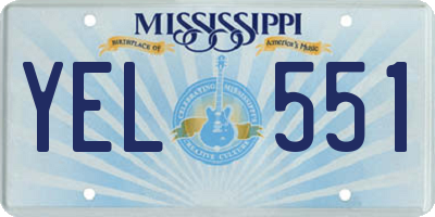 MS license plate YEL551