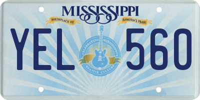 MS license plate YEL560