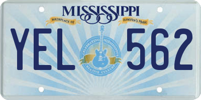 MS license plate YEL562
