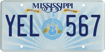 MS license plate YEL567