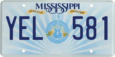 MS license plate YEL581