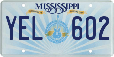 MS license plate YEL602