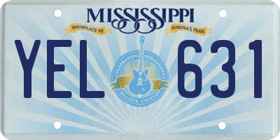 MS license plate YEL631