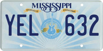 MS license plate YEL632