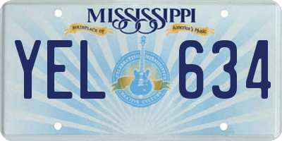 MS license plate YEL634