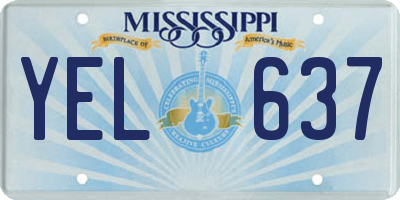 MS license plate YEL637