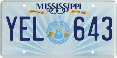 MS license plate YEL643