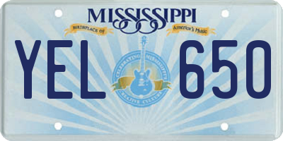 MS license plate YEL650